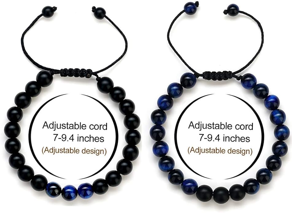 M MOOHAM Mens Bracelet - Beaded Natural Stone 8mm Tiger Eye Matte Agate Lava Rock Bracelets for Men Teen Boys Grandpa Dad Birthday Gifts Jewelry
