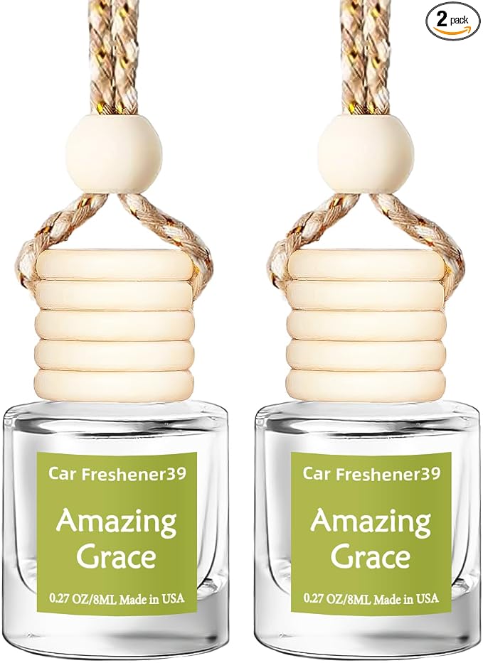 Hanging Car Air Freshener, Long Lasting Essential Oil Diffuser, Non-Toxic New Car Scent, Cute Car Fresheners for Women, 2 Pack Made in USA