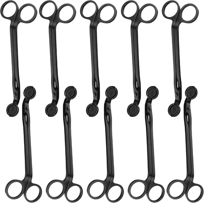 JIEYAO 10PCS Black Stainless Steel Candle Wick Trimmers, 7 Inch Wick Cutters Candle Scissors for Cleaner Burn Prevents Soot Buildup