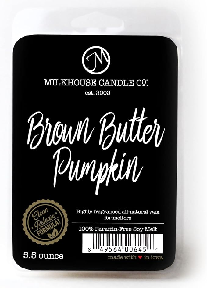 Milkhouse Candle Company Brown Butter Pumpkin Soy Wax Melts - Pumpkin Puree | Toasted Spices | Vanilla Cream Scented - 5.5 oz, Hand-Poured, Made in the USA