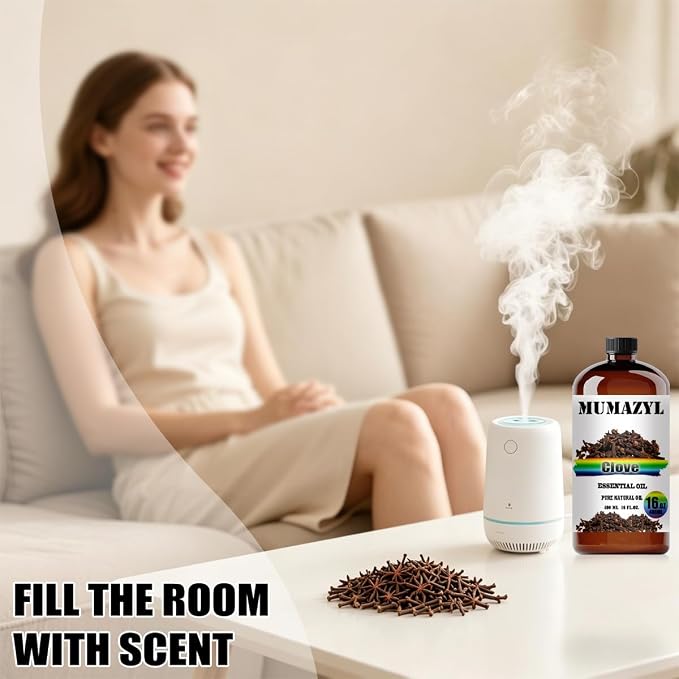 Clove Essential Oil, Clove Oil 16 Fl Oz 480ML for Diffuser Humidifier Yoga Cleaning DIY Candle Soap Making MUMAZYL Essential Oils