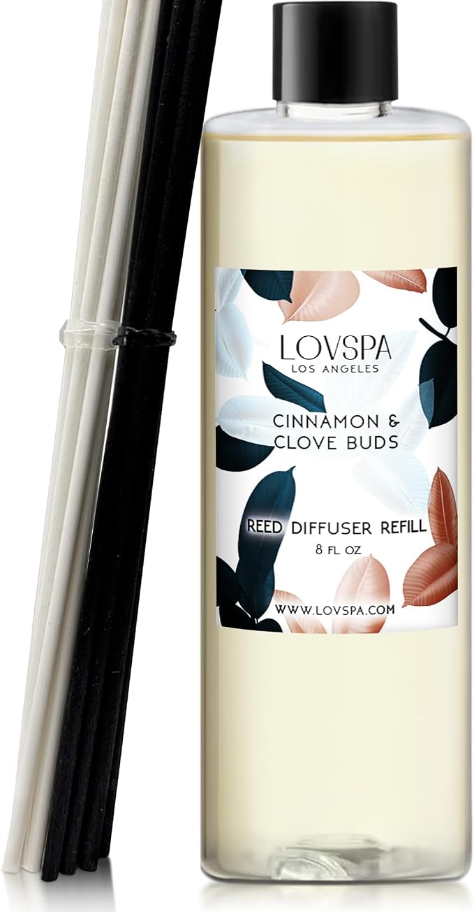 Cinnamon & Clove Buds Diffuser Oil - Fall Essential Oils for Diffuser Refill & Air Freshener Room Spray - Long-Lasting & Natural Home Fragrance, Scented Oil for Diffusers, USA Made, 8 oz