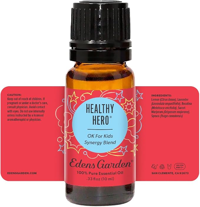 Edens Garden Healthy Hero Essential Oil Blend- 100% Pure Premium Grade, Undiluted, Natural, Therapeutic, Aromatherapy, The Best for Diffusing, Skin, Humidifiers, Kid Safe 10 ml (.33 fl oz)