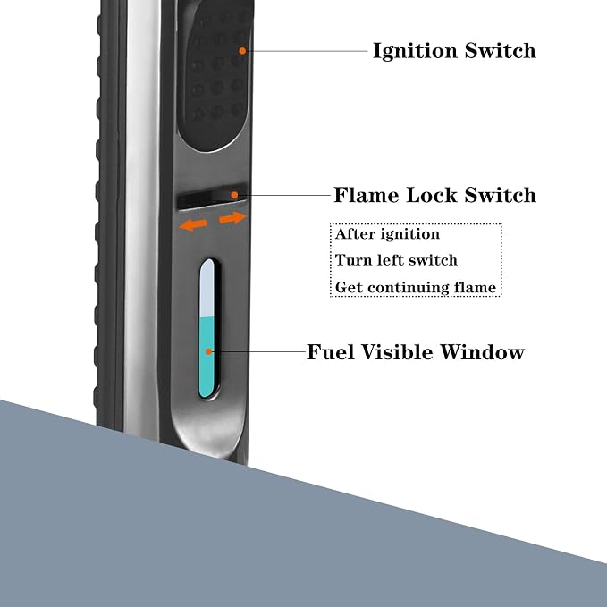 Yeuligo Torch Lighters, 7.6in Long Butane Lighter with Visible Window, Adjustable and Refillable Lighter for Kitchen Fireplace Camping Candle Grill BBQ Fireworks. Black (Gas Not Included)
