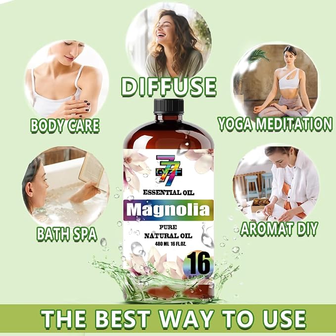 Magnolia Essential Oil, Magnolia Oils, for Diffuser, Humidifier, DIY Candles, Soap, Living Room, Yoga, Massage, Gift, Essential Oil, GV77ZF Magnolia Fragrance Oil - 16 fl oz (480 ml)