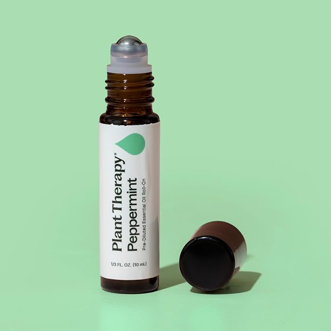Plant Therapy Peppermint Essential Oil, 10 mL (1/3 oz), Pre-Diluted Roll-On for On-The-Go Convenience, Fresh Peppermint Scent, Great for Cooling, Easing Tension, and Uplifting Your Mood