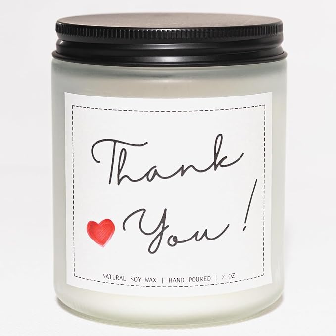 Thank You Scented Candle, Thank You Gifts, Appreciation Gifts for Moms, Dads, Friends, Sisters, Coworkers, Nurses, Principal, Teacher, Boss, Coworkers, Lavender & Eucalyptus, 100% Soy Wax, 7OZ