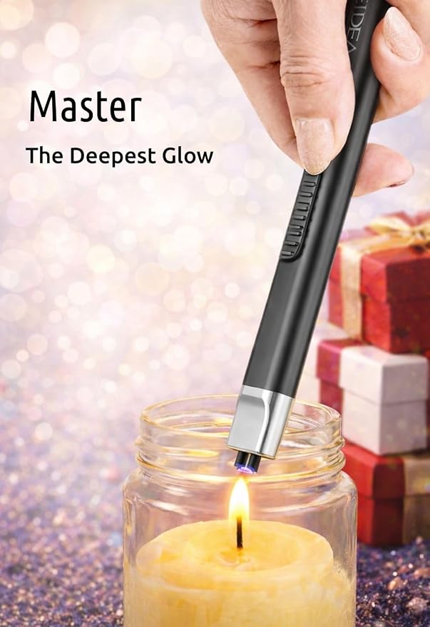 REIDEA Lighters 2 Pack R1 Flat Electronic Candle Lighter, Windproof Flameless USB Rechargeable Arc Lighter with Safe Button and Power Indicator for Candle, BBQ and Fireworks, Champagne and Rose