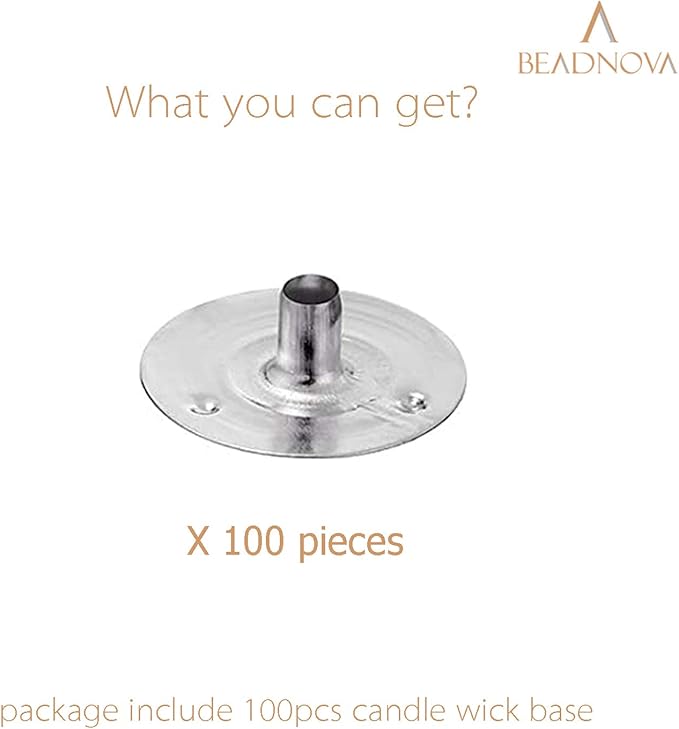 BEADNOVA Candle Wick Base 100pcs Candle Wick Cilps Sustainer Tabs for DIY and Making (12.5mm/ 0.5inch)