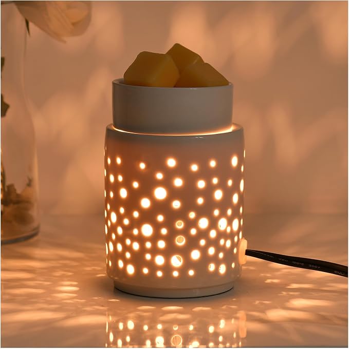 nawaza Ceramic Wax Melt Warmer,Candle Wax Warmer Night Light,2-in-1 Electric Wax Melter and Fragrance Warmer for Scented Candle Wax Burner Home Office Decor Mothers Day Birthday Gifts for Women(dot)