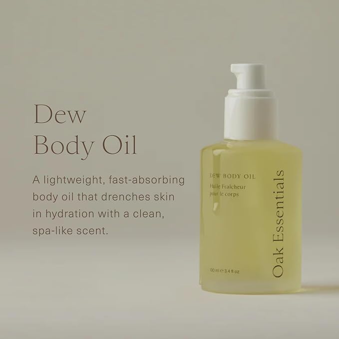 Oak Essentials Dew Body Oil, Hydrating Dry Body Oil for Women, Fast-Absorbing, Non-Greasy Finish, Ideal for Dry Skin, Travel Size, 1 Fl OZ