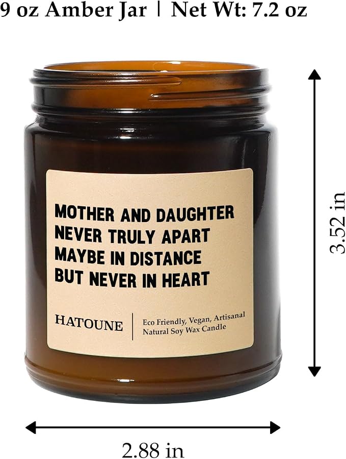 Lavender & Sage Scented Soy Candle, Mother and Daughter Never Truly Apart, Made in USA, Hand Crafted, 40-50 Hour Burn Time, 7.2 oz Amber Jar