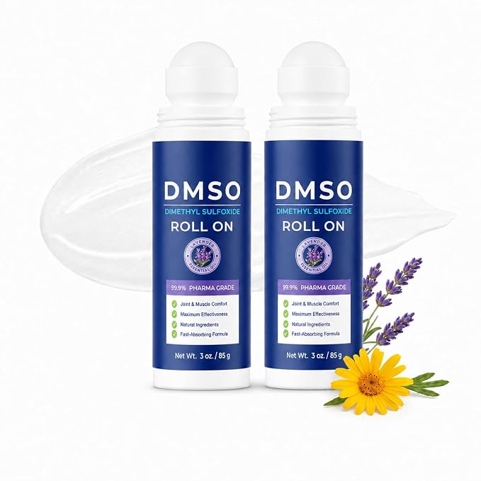 Dmso Roll-On Gel: Dsmo Lotion for Joint & Muscle Relief with Arnica, Magnesium Chloride, MSM, Menthol & Frankincense - Lavender Scented 3 oz / 2 Packs