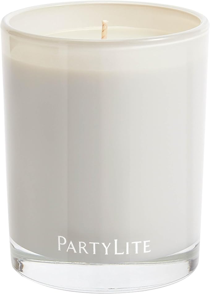 PartyLite Marshmallow Vanilla Escential Jar™ Candle, Scented with Caramel & Sugarcane, 7.75oz 1-Wick Reusable Glass Jar, 50-Hour Burn, Aromatherapy Home Fragrance
