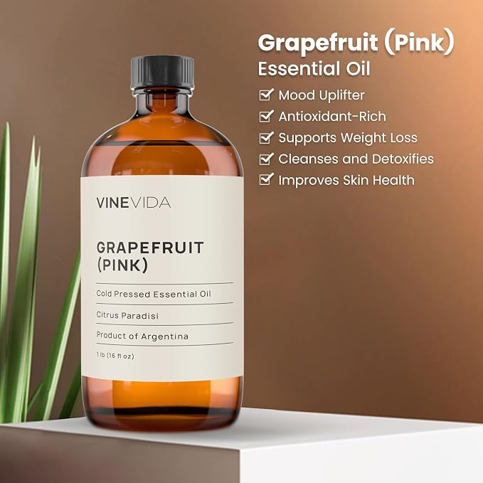 VINEVIDA [16oz] Pure Pink Grapefruit Essential Oil - Diffuser Aromatherapy | Soap Making and Oil for Candle Making