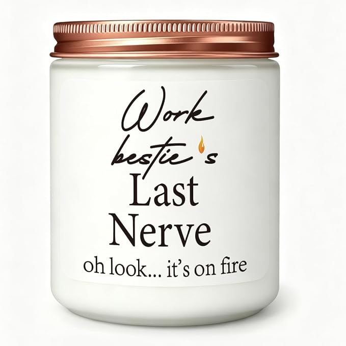 Work Bestie Novelty Lavender Scented Soy Candle Gift Co Worker Work Besties Gifts for Women Female Friends Leaving Going Away Birthday Gifts for Coworkers