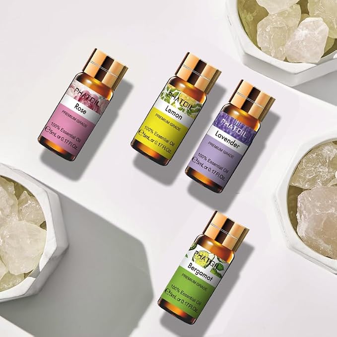 PHATOIL Essential Oils Gift Set 15 x 5ml, Pure Essential Oil Aromatherapy Oil for Skin Care, Hair Care, Bath, Ideal for Humidifier, Diffuser, Relax