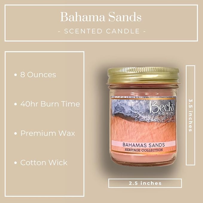 Citrus Scented Candle in Clear Mason Jar | Bahamas Sands Citrus Scented Candle for Home - 7 oz Jar Candle - Scented Gift, Aromatherapy Candle, Candles for Home Scented, Candles for Women