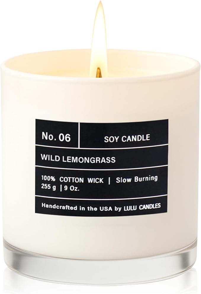 Lulu Candles | Wild Lemongrass | Luxury Scented Soy Jar Candle | Hand Poured in The USA | Highly Scented & Long Lasting (9 Oz.)