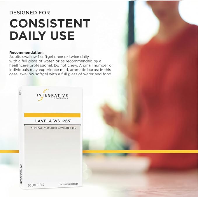 Integrative Therapeutics Lavela WS 1265 - Silexan Supplement for Sleep & Stress Support* - Lavender Essential Oil - 60 Softgels (60 Servings)