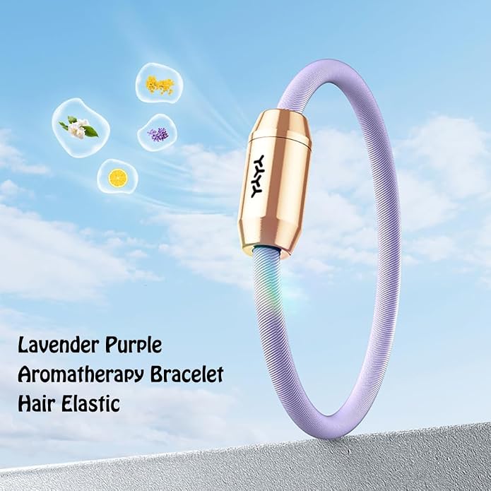 2-in-1 Aromatherapy Hair Tie & Bracelet — Essential Oil Diffuser with Refillable Brass Locket, 10 Cotton Wicks, Calming Relaxation Accessory for Office, Yoga & Evening Calm, Wellness Gift for Women (Multi-color Styles)