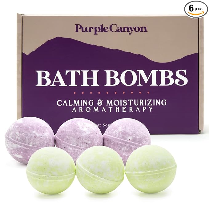 Purple Canyon Bath Bomb Set for Women | Relaxing Lavender and Natural Mint Eucalyptus Bath Bomb Gift Set for Women | Great for Moisturizing Skin, Relaxation, and Energy