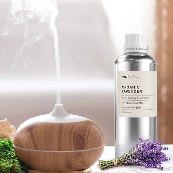 VINEVIDA Organic Lavender Essential Oil - 32 oz - Undiluted - DIY Candle Scents & Bulk for Soap Making