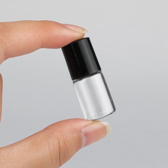 Wresty 25 Pcs Clear Glass Mini Roll On Bottles Empty Essential Oil Roller Ball Bottles Perfume Lip Blam Cosmetic Sample Vials Roller Glass Bottles Container With Black Cap (2ml)