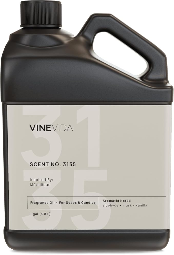 VINEVIDA Scent NO. 3135 Fragrance Oil - 1 Gallon (8lbs) - Inspired by: Métallique Fragrance Oil for Candle Making - Made in USA Candle Scents Scents for Soap Making