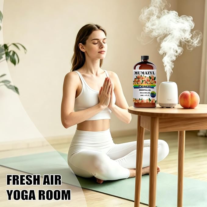 Peach Essential Oil, Peach Oil 16 Fl Oz 480ML for Diffuser Humidifier Yoga Cleaning DIY Candle Soap Making MUMAZYL Essential Oils
