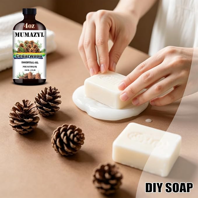 Cedarwood Essential Oil, Cedarwood Oil 4 Fl Oz 120ML for Diffuser Humidifier Yoga Cleaning DIY Candle Soap Making MUMAZYL Essential Oils