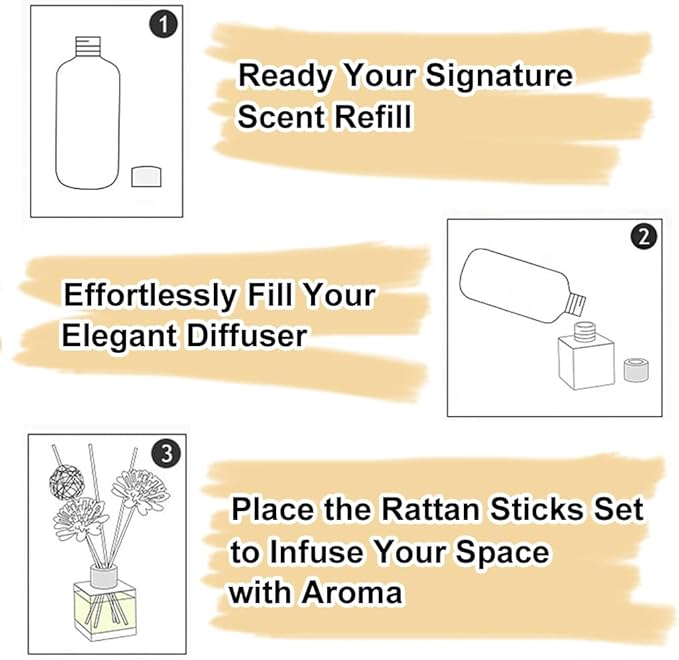 42PCS Reed Diffuser Sets | Natural Rattan Flower Reed Fragrance Diffuser Set | Fragrance Diffuser Replacement Rattan Sticks | Home Decor