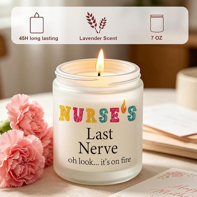Nurse Novelty Lavender Scented Soy Candle Appreciation Graduation Gift Nurse Gifts for Women Funny Nursing Gifts for Nurses Female Nursing Student Gift