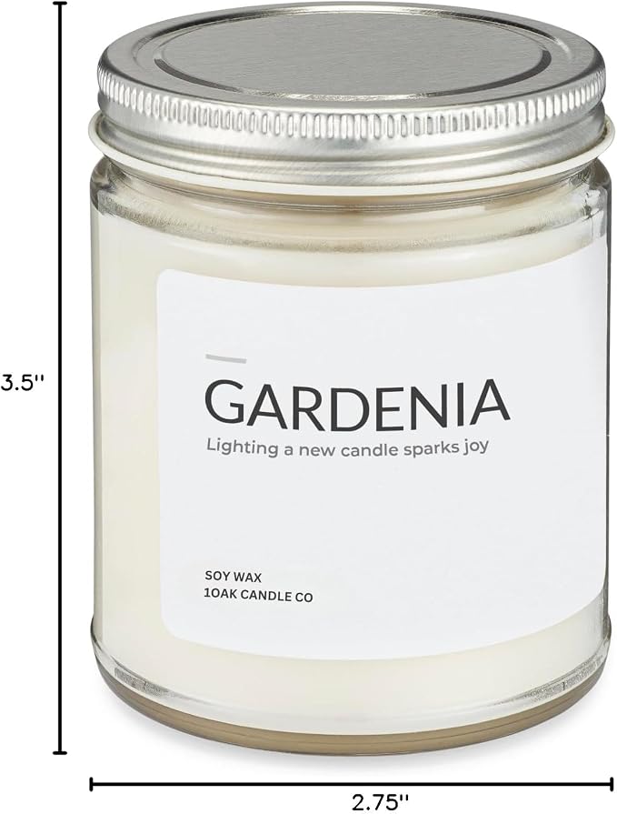 1OAK Gardenia Candle - Soy Wax Scented Candles - Long Burning Premium Hand-Poured (7oz.)