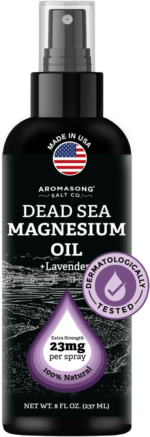 Aromasong Magnesium Oil Spray Lavender - Extra Strength (23mg in Each Spritz) 8 Oz - Natural and Pure Magnesium Oil for Feet - Made in The USA - for Leg Discomfort and Promotes a Calm Sleep