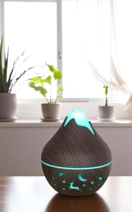 7 Colour LED Air Diffuser & Humidifier with Aromatic Essential Oil Feature | 350ml Ultrasonic Cool Mist | Auto Shut-Off | Aromatherapy Diffuser for Home, Office, Spa and More!