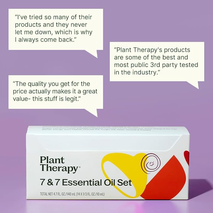 Plant Therapy 7 & 7 Essential Oils Set, 7 Most Popular Single Essential Oils Plus 7 Favorite Blends, Each 10 mL (1/3 oz), 100% Pure, Undiluted, Great for DIYs, Skincare and Essential Oil Diffusers