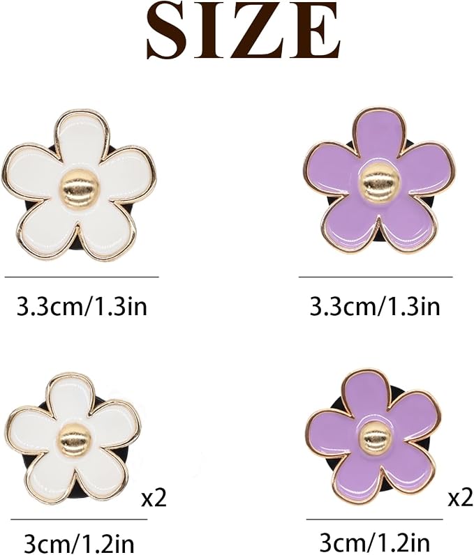 ORIESSE 6pcs Flowers Car Air Freshener Vent Clips Purple White Daisy Air Vent Clip Car Accessories for Women 3.3cm/3cm Flower Vehicle Interior Decor Refillable Diffuser