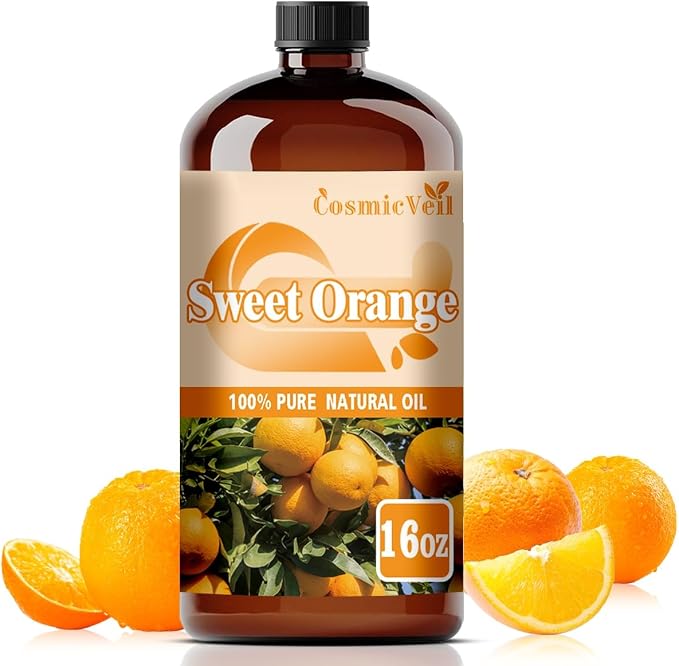 Sweet Orange Essential Oil Sweet Orange Oil for Aroma Diffuser,Humidifier,Home Fragrance,Cleaning,Body Care,Massage,Yoga,DIY Candle,DIY Soap CosmicVeil（Sweet Orange，16 Fl Oz (Pack of 1)）