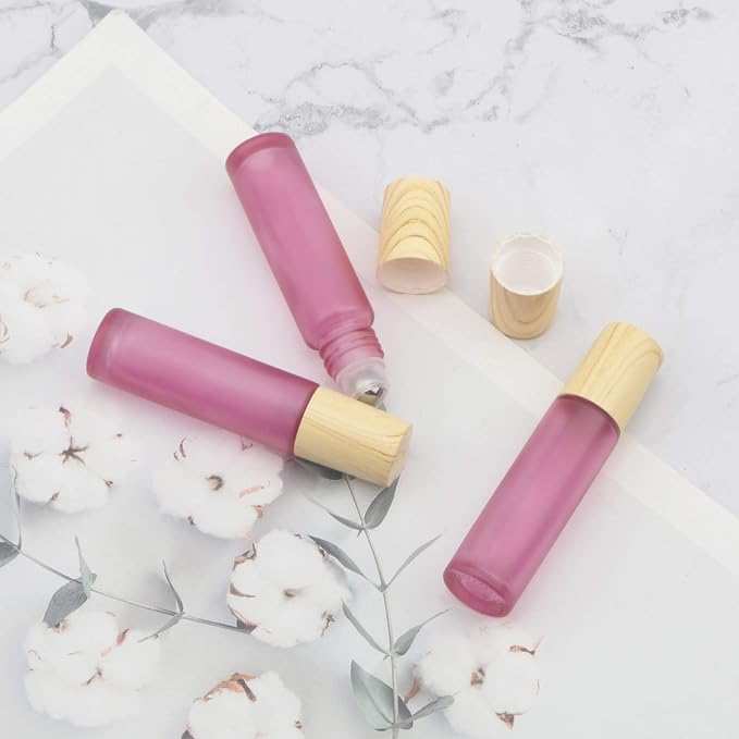Kesell 10Pack 10ml Essential Oil Roller Bottles Refillable Clear Perfume Sample Bottles with Stainless Steel Roller Ball and Plastic Lid