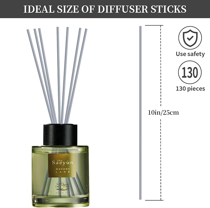 130Pcs Reed Diffuser Sticks -10Inch Grey Essential Oil Aromatherapy Diffuser Sticks, Wood Rattan Diffuser Sticks,Aromatherapy Scent Refills (Grey 10"/25cm)