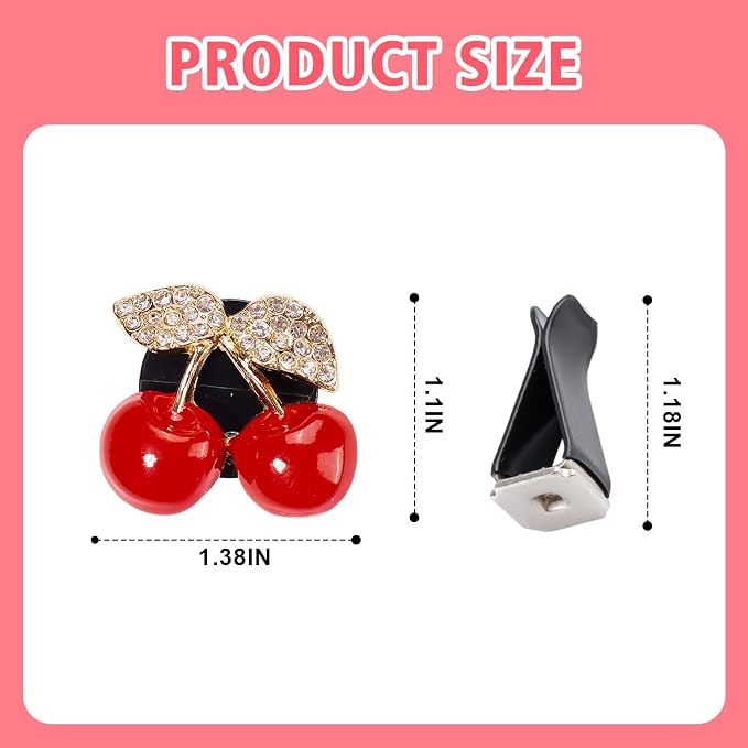 Rislobx 4PCS Cherry Air Vent Clip, Bling Air Outlet Freshener Clip, Crystal Diamond Cherry Car Accessories, Girly Car Decor for Women