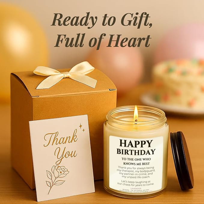 Birthday Gifts for Women – Funny Lavender Candle, Best Friend Birthday Gifts for Women Unique, Thoughtful Gift for BFF, Soul Sister, Coworker, or Classmate, White