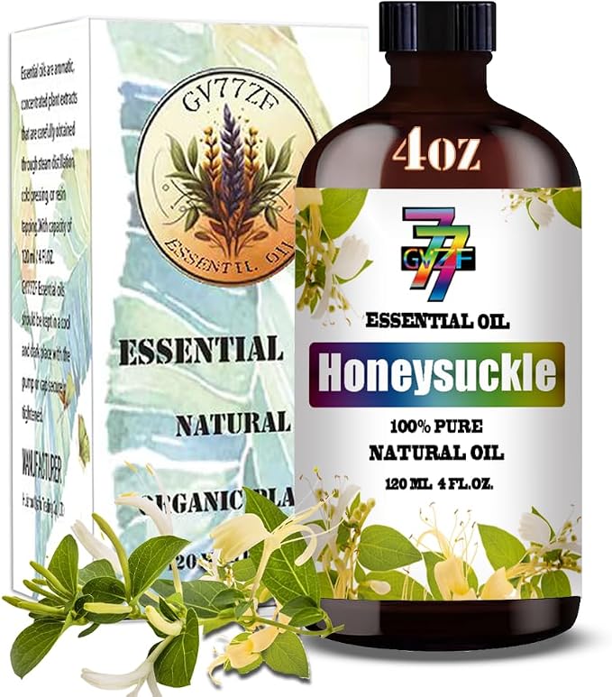 Honeysuckle Essential Oil, Honeysuckle Oils, for Diffuser, DIY Candles, Soap, Humidifier, Home, Gift, Essential Oil, GV77ZF Honeysuckle Fragrance Oil - 4 fl oz (120 ml)