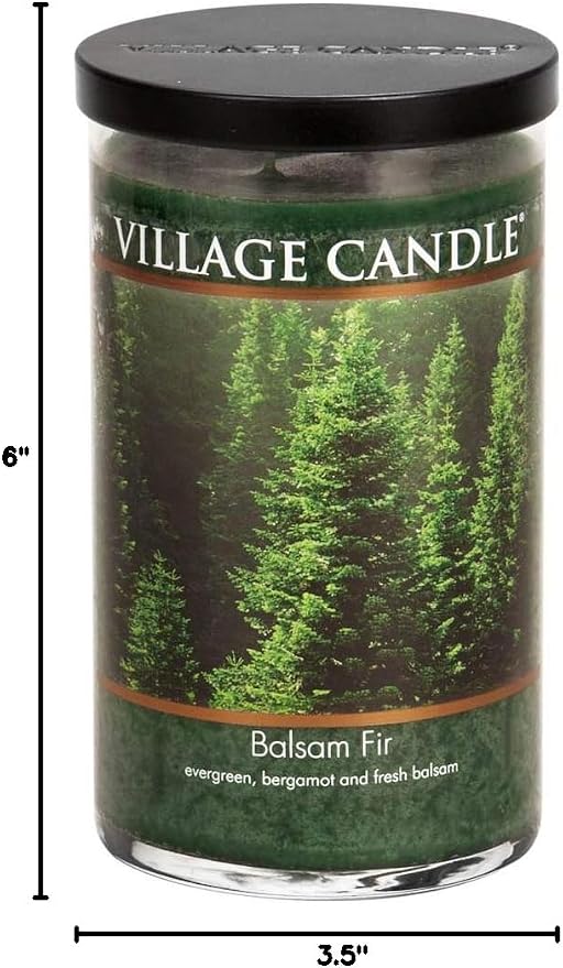 Village Candle Balsam Fir Large Tumbler Glass Jar, Scented Candle, Notes of Evergreen, Bergamot, and Fresh Balsam, 19 oz.
