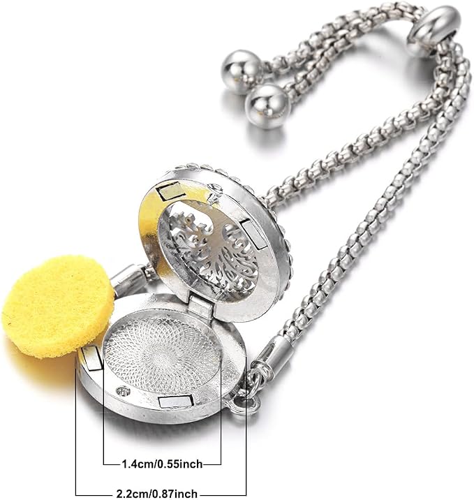 I Love Cat Essential Oil Diffuser Bracelet for Cat Lover Stainless Steel Kitten CZ Aromatherapy Locket Scent Bracelet with 10 Refill Pads