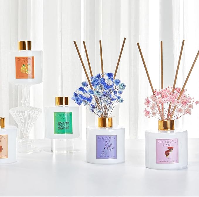 Lavender Reéd Diffuser 7.05 oz - Best for Gifts,Aromatherapy, SPA and Home, 0% Alcohol, Fresh & Long Lasting Fragrance, Free Set of Sticks