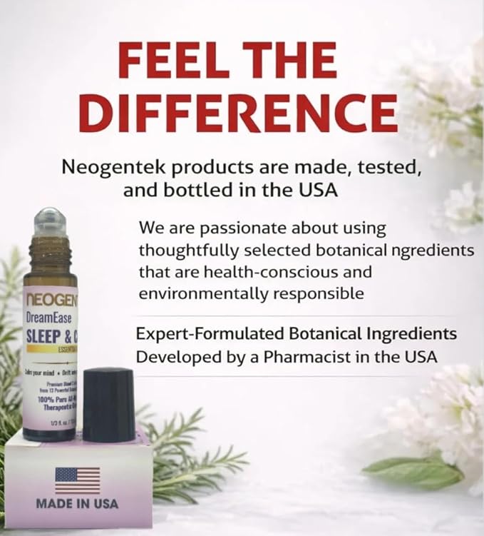DreamEase Sleep and Calm Essential Oil Roll-On –Crafted from 13 Pure Botanical Oils – Nighttime Relaxation Aromatherapy – 10 mL