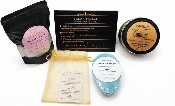 Moments of Me® Week 2: Release Ritual Bundle Comfort Candle + Release & Rest Botanical Bath Salt | Self-Care Aromatherapy Set