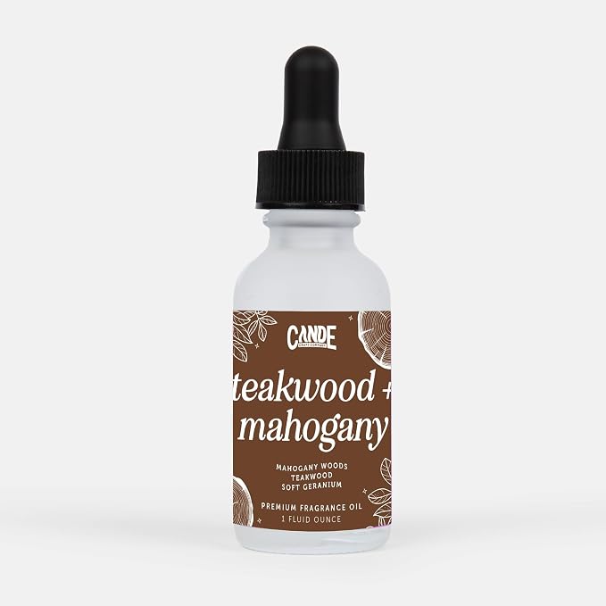 CANDECraftCo 4 Fl oz Fragrance Oils for Aromatherapy, Essential Oils for Home Diffusers, DIY Candle and Soap Making, DIY Scented Products (Teakwood & Mahogany)